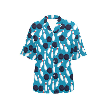 Bowling Pin Pattern Print Design 010 Women's Hawaiian Shirt