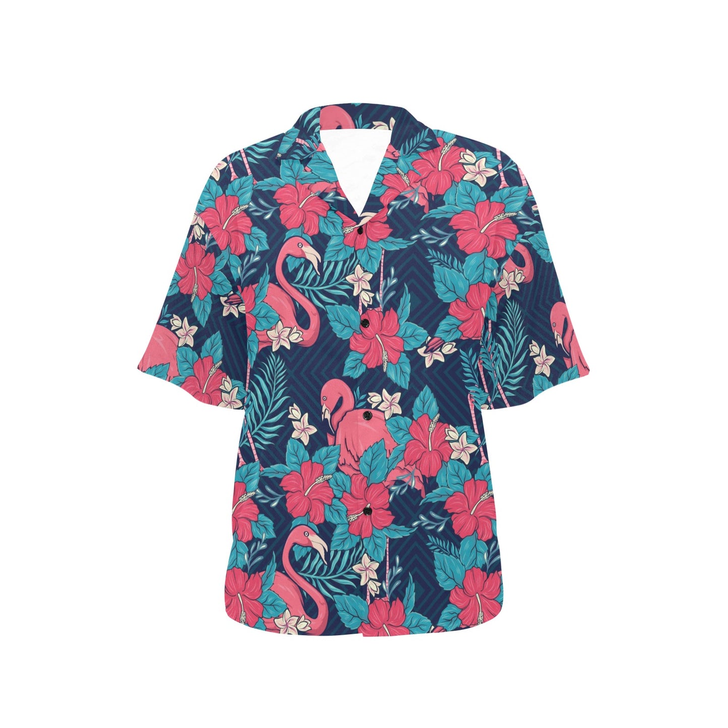 Flamingo Red Hibiscus Pattern Women's Hawaiian Shirt