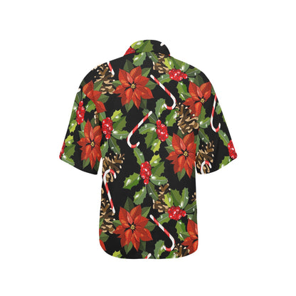 Poinsettia Pattern Print Design POT01 Women's Hawaiian Shirt