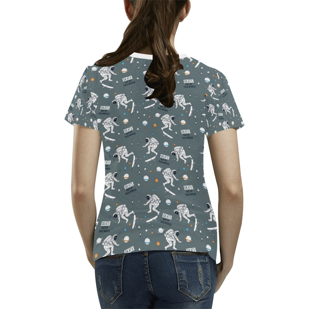 Skateboard Print Design LKS306 Women's  T-shirt