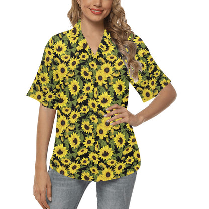 Sunflower Fresh Bright Color Print Women's Hawaiian Shirt