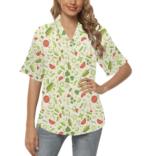 Salad Vegetable Print Design LKS302 Women's Hawaiian Shirt