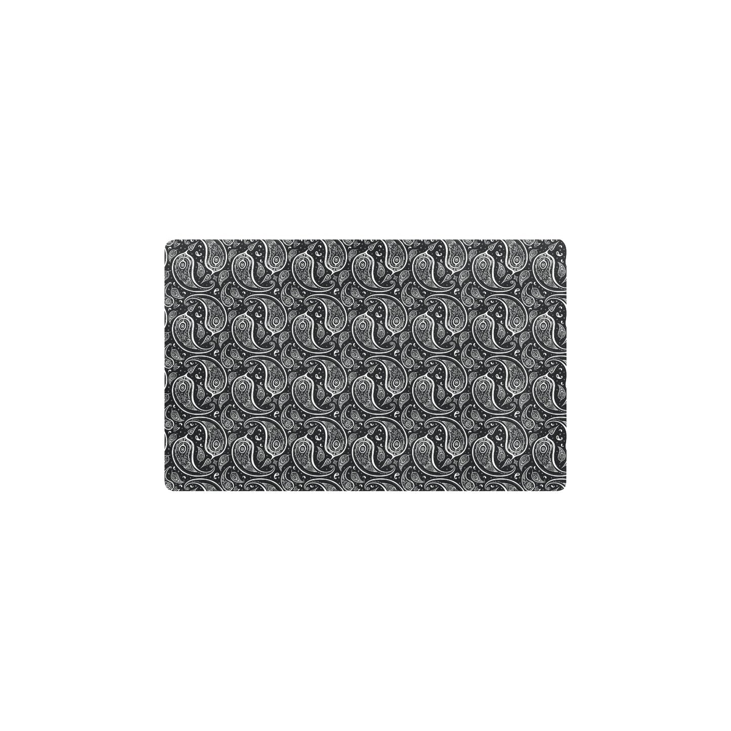Paisley Black Design Print Kitchen Mat