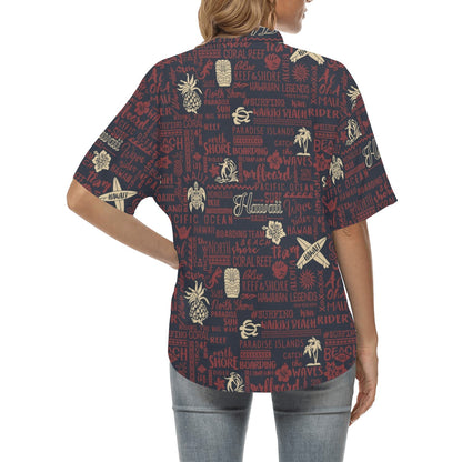 Hawaiian Themed Pattern Print Design H017 Women's Hawaiian Shirt