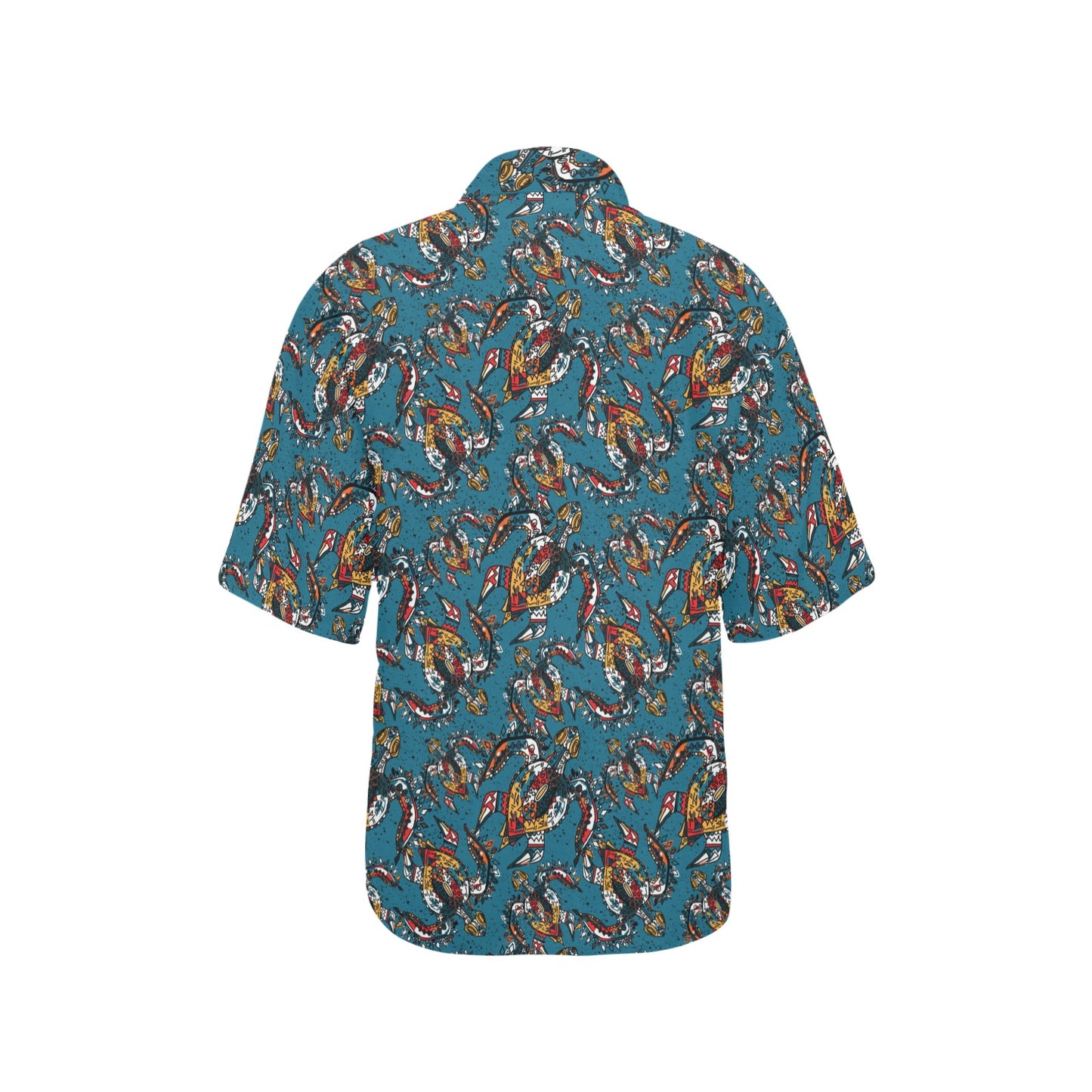 Sea Turtle Tribal Colorful Hand Drawn Women's Hawaiian Shirt