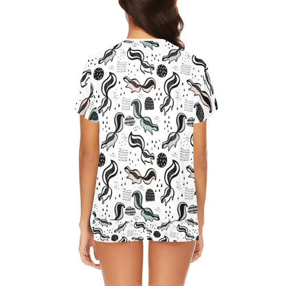 Skunk Print Design LKS303 Women's Short Pajama Set