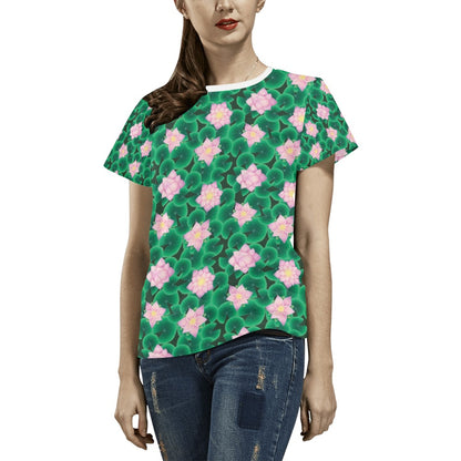 Water Lily Print Design LKS303 Women's  T-shirt