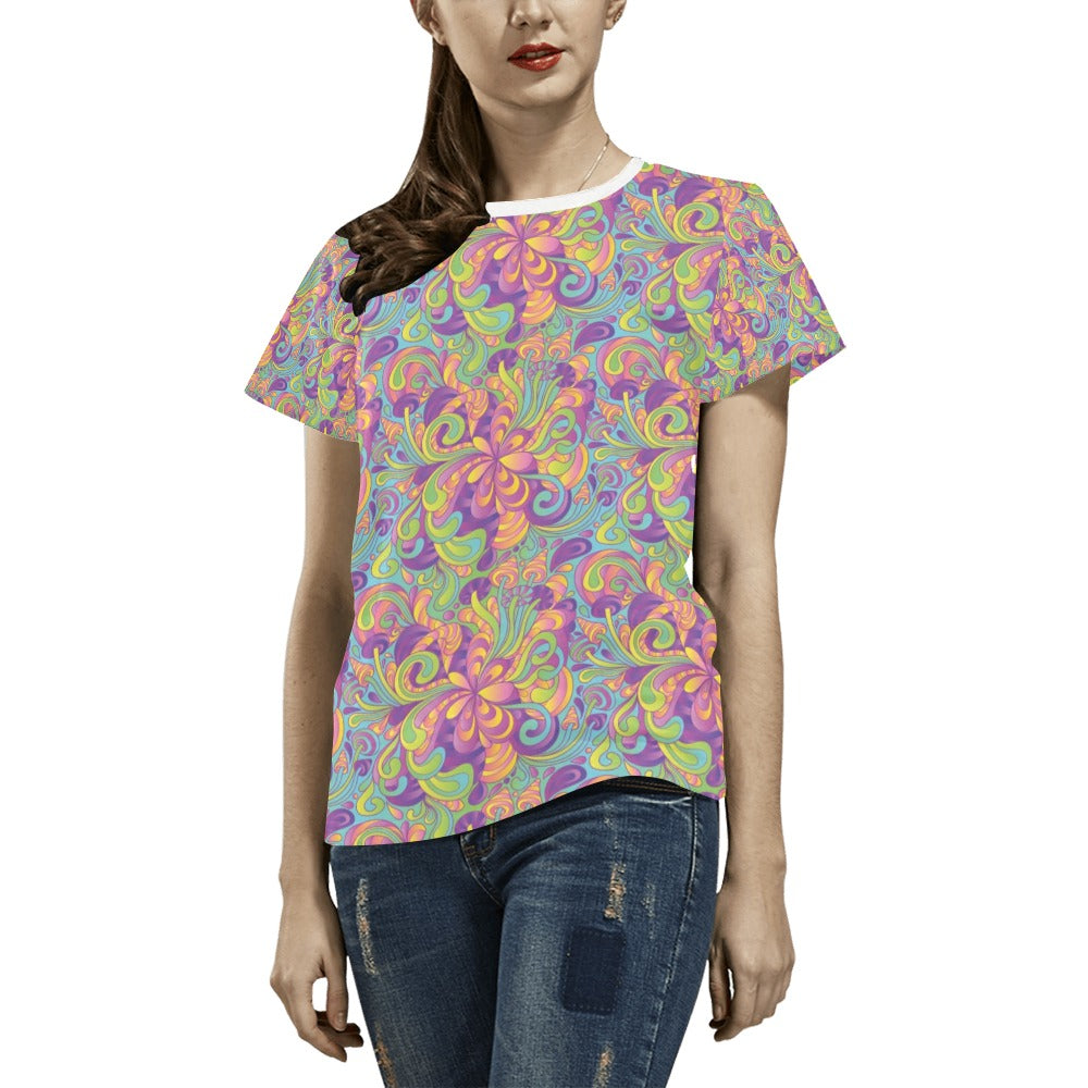 Trippy Print Design LKS306 Women's  T-shirt