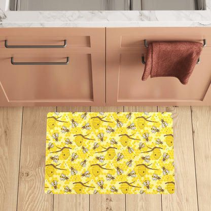 Bee With Honeycomb Print Design LKS302 Kitchen Mat