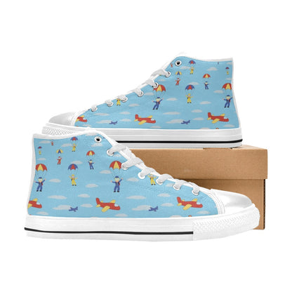Skydiver Print Design LKS304 High Top Women's White Shoes