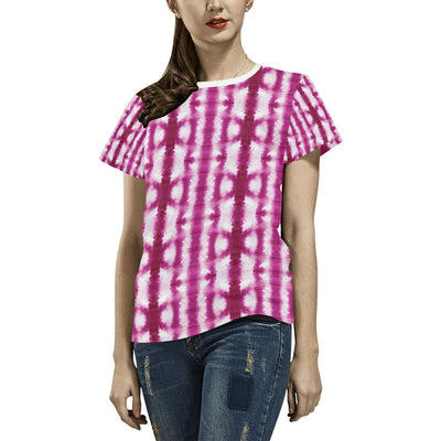 Tie Dye Dark Pink Print Design LKS303 Women's  T-shirt