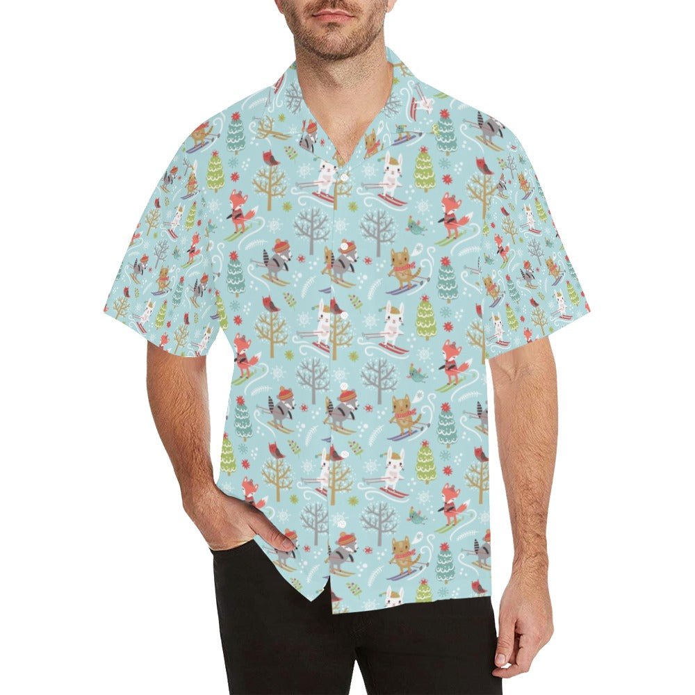 Ski Fox Cute Print Design LKS303 Men's Hawaiian Shirt