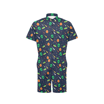 Alien UFO Pattern Print Design 05 Men's Romper