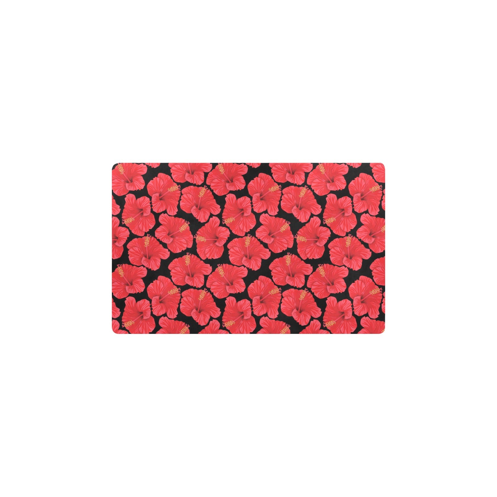 Hibiscus Red Pattern Print Design LKS306 Kitchen Mat