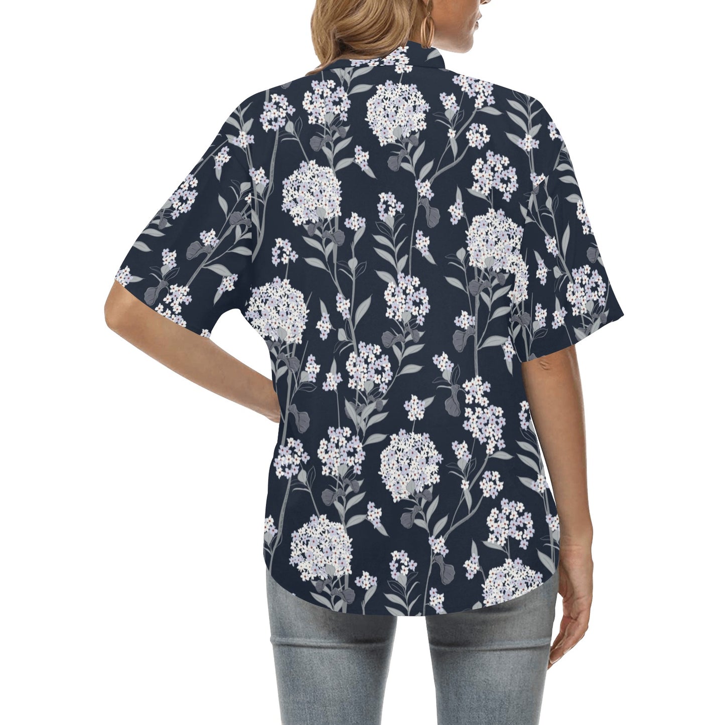 Hydrangea Pattern Print Design HD07 Women's Hawaiian Shirt