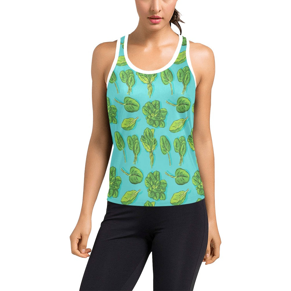 Spinach Print Design LKS301 Women's Racerback Tank Top