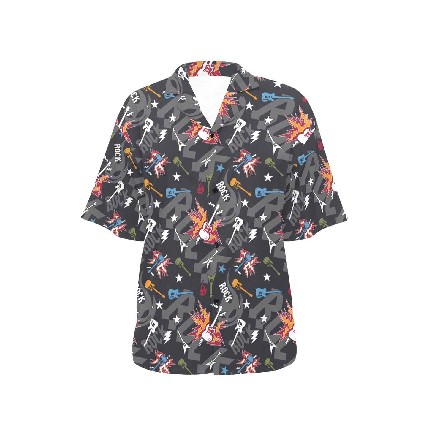 Rock and Roll Pattern Print Design A01 Women's Hawaiian Shirt