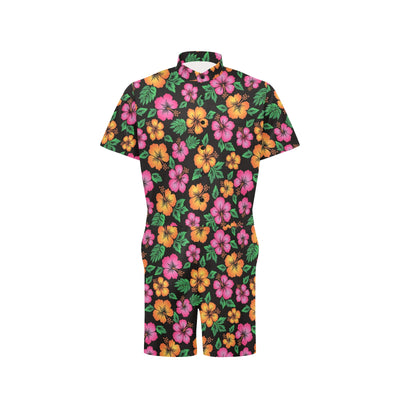 Hibiscus Pattern Print Design HB029 Men's Romper