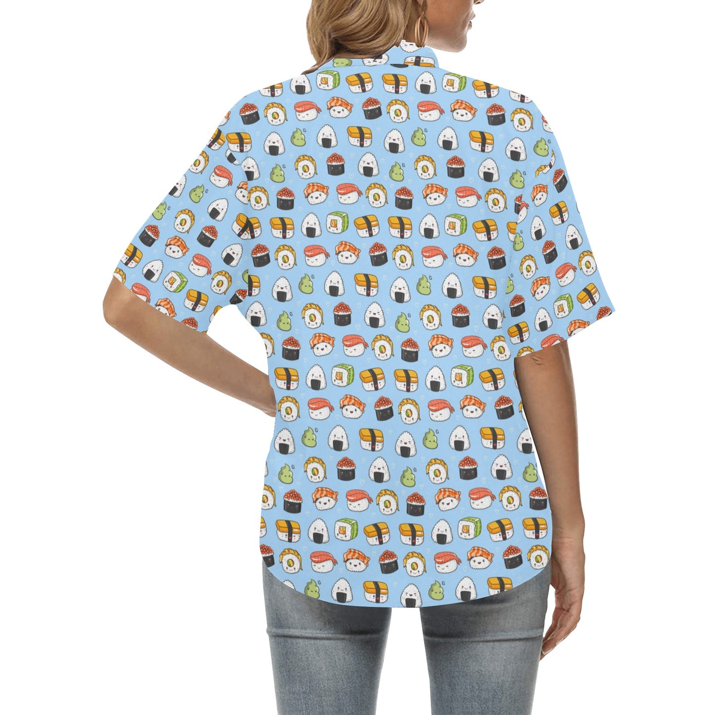 Sushi Cartoon Design Women's Hawaiian Shirt