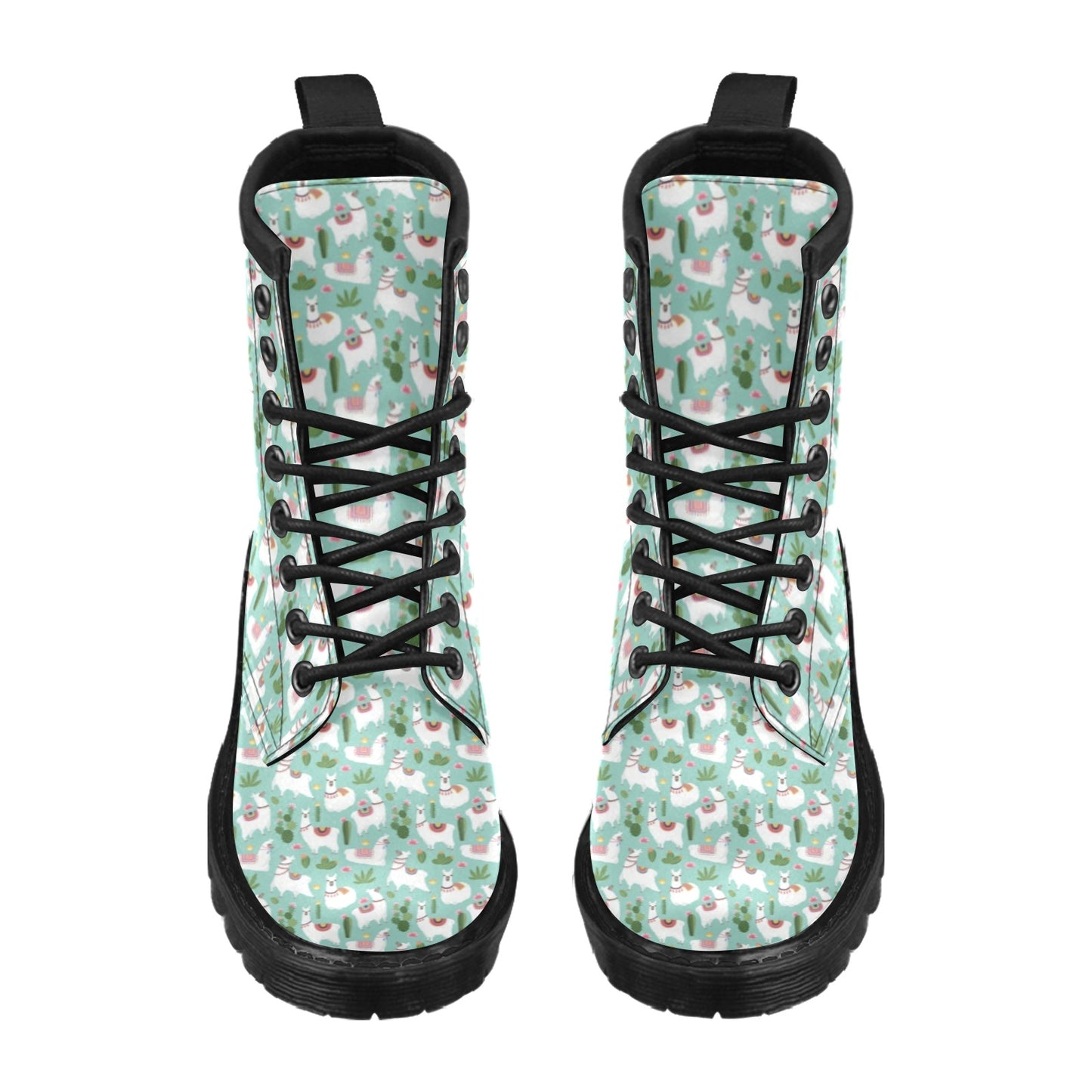 Llama with Cactus Themed Print Women's Boots