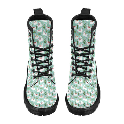 Llama with Cactus Themed Print Women's Boots