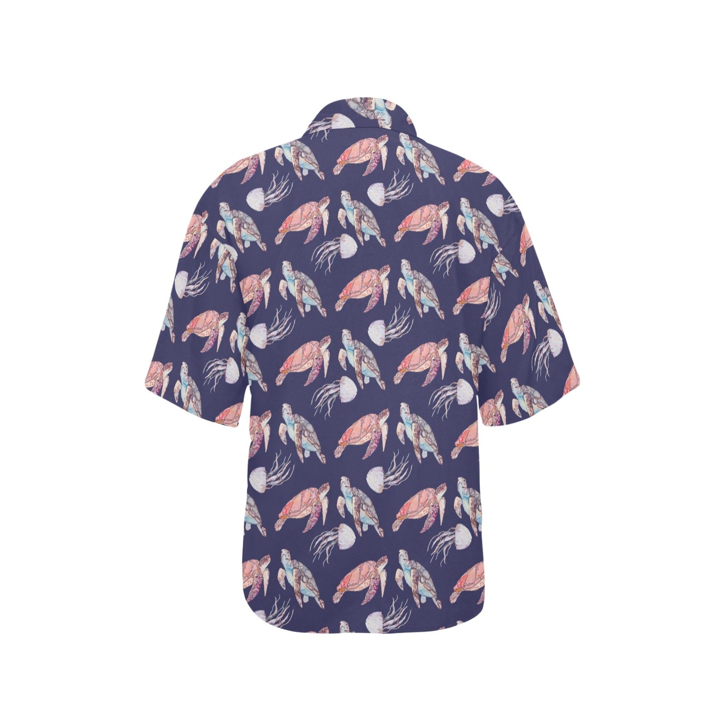 Sea Turtle With Jelly Fish Print Design LKS301 Women's Hawaiian Shirt