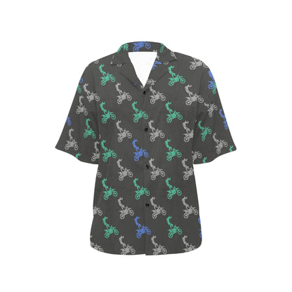 Motocross Pattern Print Design 02 Women's Hawaiian Shirt