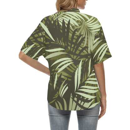 Palm Leaves Pattern Print Design PL05 Women's Hawaiian Shirt
