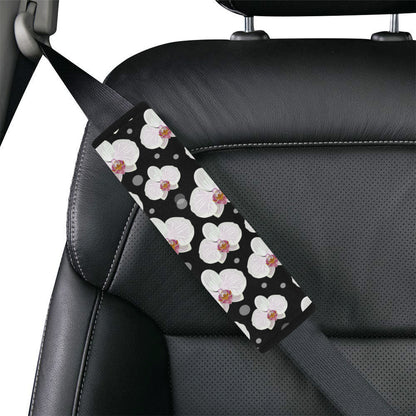 Orchid White Pattern Print Design OR09 Car Seat Belt Cover