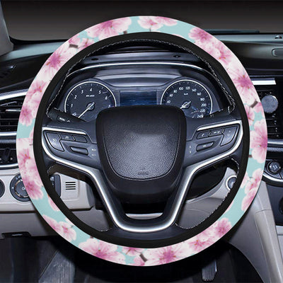 Cherry Blossom Pattern Print Design 01 Steering Wheel Cover with Elastic Edge