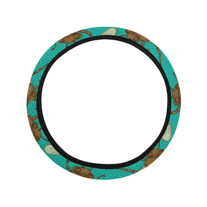 Bee Pattern Print Design BEE04 Steering Wheel Cover with Elastic Edge