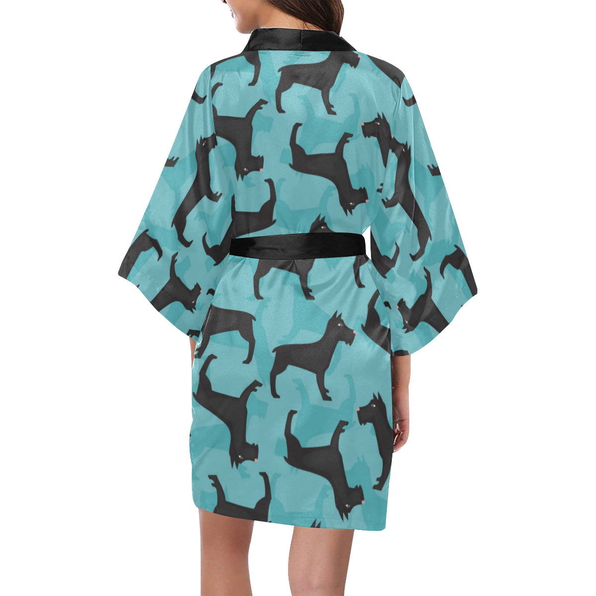 Schnauzers Pattern Print Design A01 Women's Short Kimono