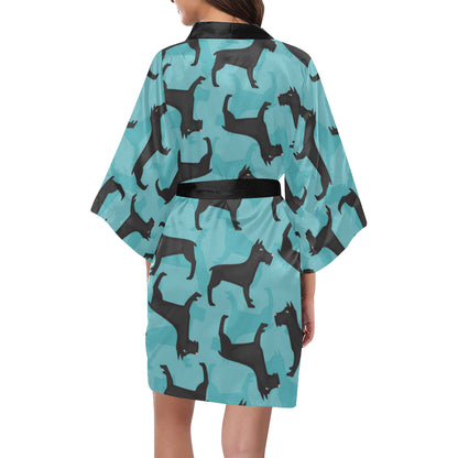 Schnauzers Pattern Print Design A01 Women's Short Kimono