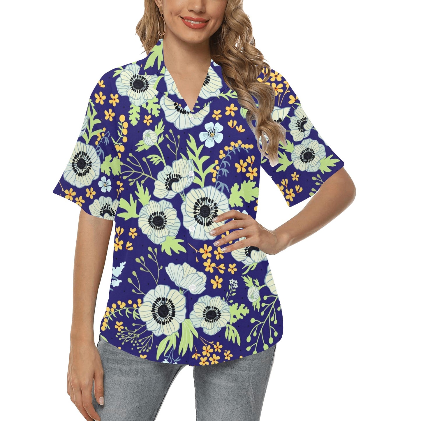 Anemone Pattern Print Design AM06 Women's Hawaiian Shirt