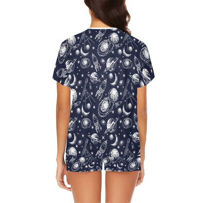Space Rocket Print Design LKS301 Women's Short Pajama Set