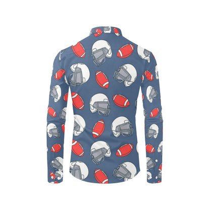 American Football Helmet Design Pattern Men's Long Sleeve Shirt