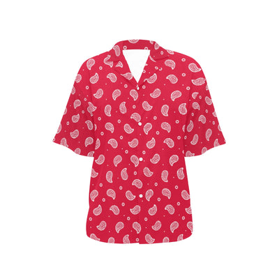 Bandana Red Paisley Print Design LKS305 Women's Hawaiian Shirt