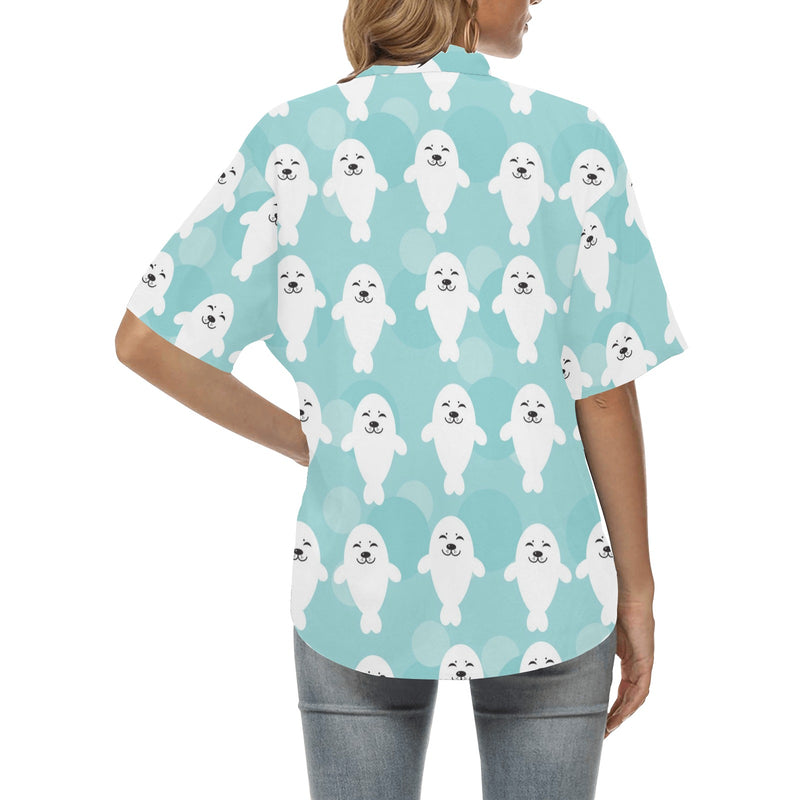 Sea Lion Baby Pattern Print Design 01 Women's Hawaiian Shirt