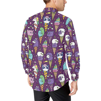 Ice Cream Pattern Print Design IC07 Men's Long Sleeve Shirt