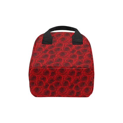 Rose Red Pattern Print Design RO04 Insulated Lunch Bag