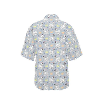 Maltese Pattern Print Design 04 Women's Hawaiian Shirt
