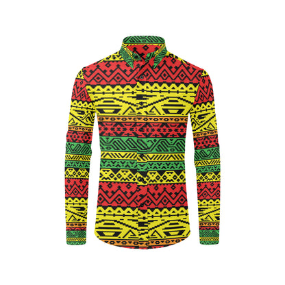 Rastafarian Pattern Print Design A02 Men's Long Sleeve Shirt