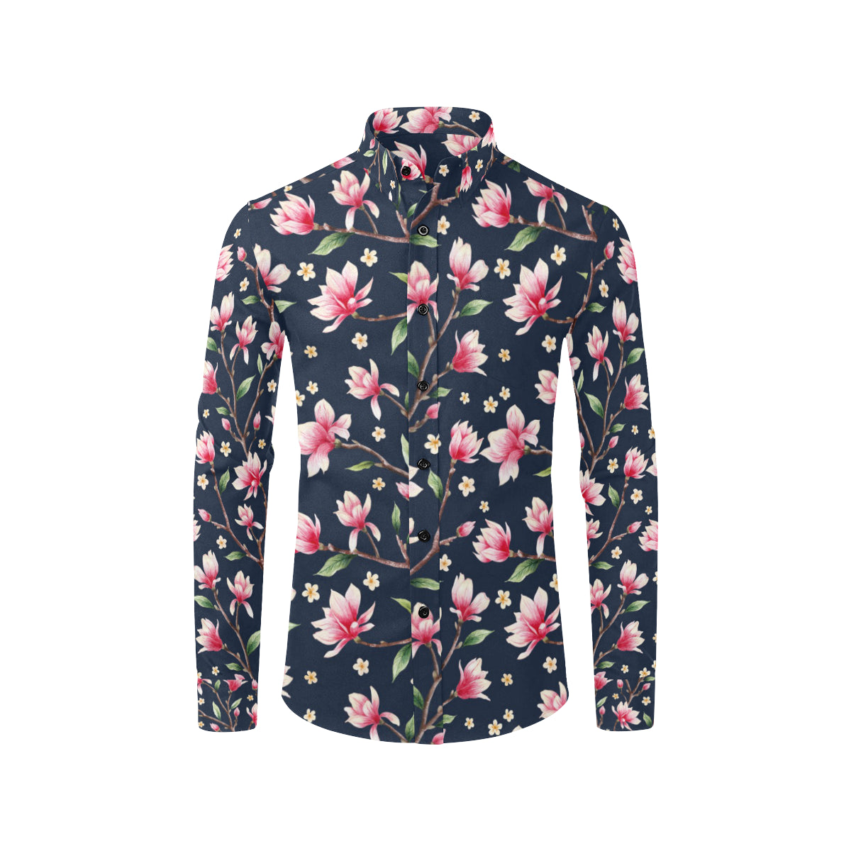Magnolia Pattern Print Design MAG09 Men's Long Sleeve Shirt