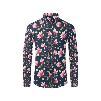 Magnolia Pattern Print Design MAG09 Men's Long Sleeve Shirt
