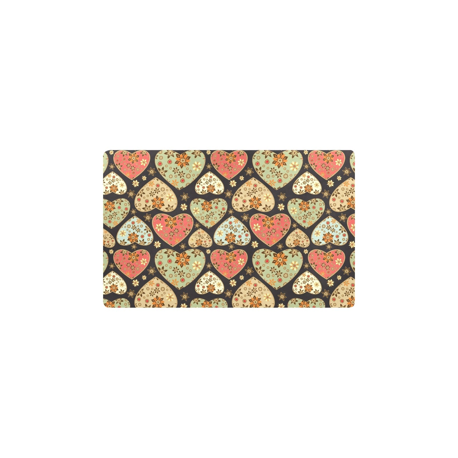 Heart Boho Pattern Print Design HE04 Kitchen Mat