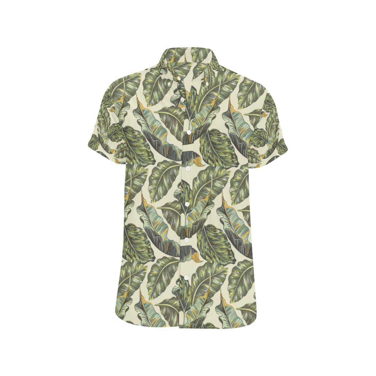 Banana Leaf Pattern Print Design BL08 Men's Short Sleeve Button Up Shirt