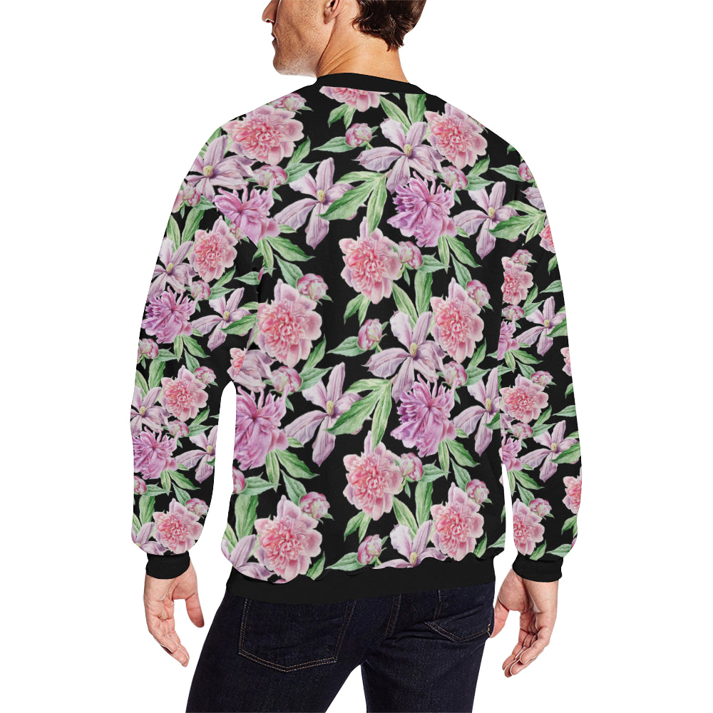 Peony Pattern Print Design PE08 Men Long Sleeve Sweatshirt