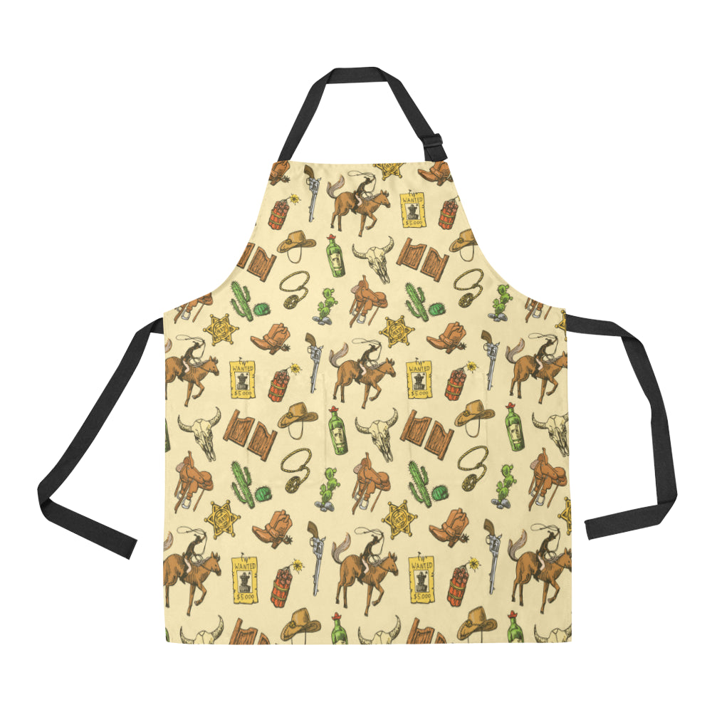 Cowboy Pattern Print Design 04 Apron with Pocket