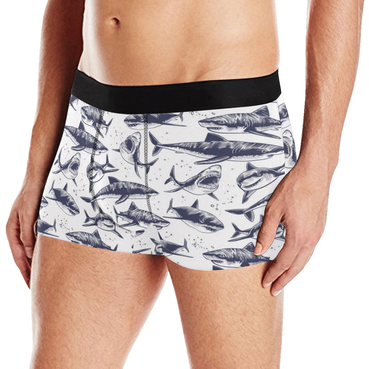 Great White Shark Pattern Print Design 02 Men's Boxer Briefs