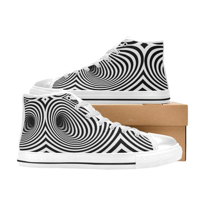 Vortex Print Design LKS303 High Top Women's White Shoes